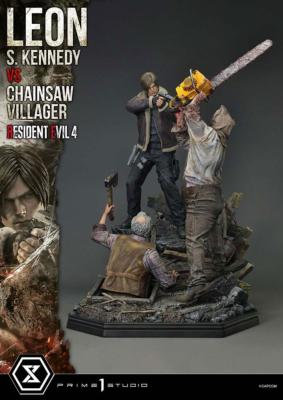 Resident Evil 4 statuette Ultimate Premium Masterline Series 1/4 Leon S. Kennedy vs. Chainsaw Villager Bonus Ver. 76 cm | PRIME 1 STUDIO